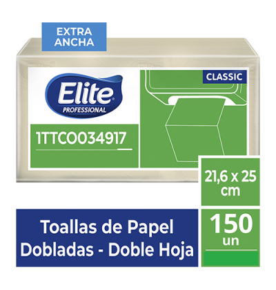 Toalla de manos Elite doblada DH Natural Ancha x 150 und 1TTCO034917