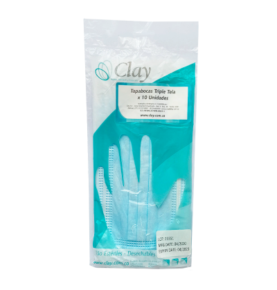 Tapabocas termosellado azul CLAY x 10 und