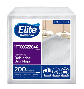 Servilleta Elite Lujo Doblada en 4 Hoja sencilla - 33x33 x 200 unidades