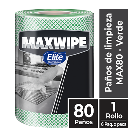 Paños de uso extendido Maxwipe Max 80 Elite - 80 Paños Verde -  Elite Professional