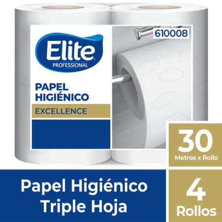 Papel Higiénico Elite Triple Hoja 30 metros x 4 rollos