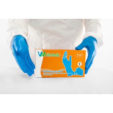 Guantes de nitrilo azul - Vitalmedic x 100