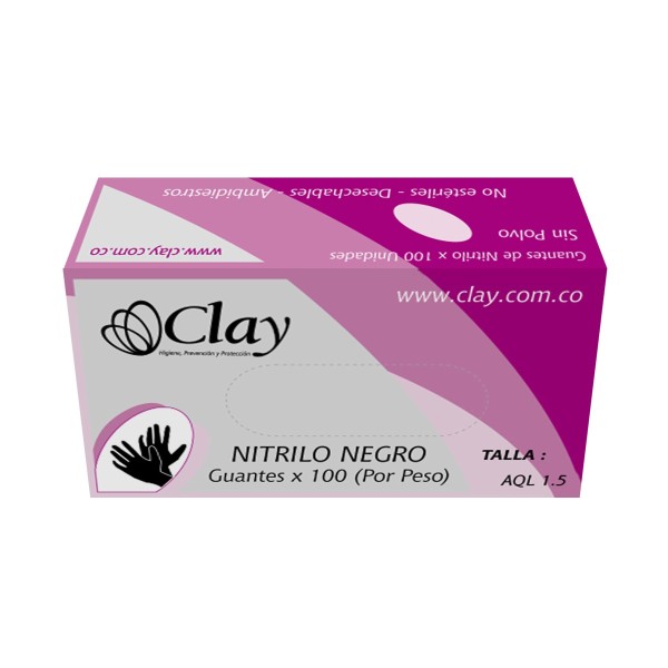 Guantes nitrilo negro - Talla S - x 100 - CLAY