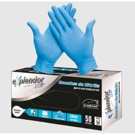 Guantes de nitrilo azul - multiproposito industrial - Explendor