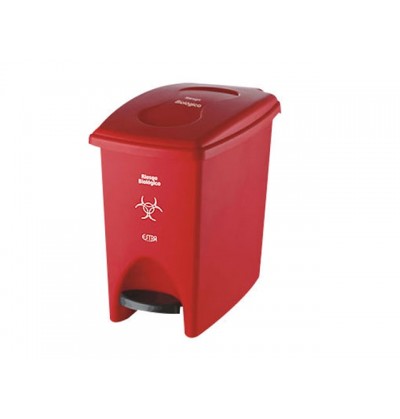 Papelera pedal 10L Rojo - Riesgo Biológico ESTRA