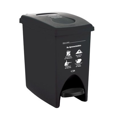 Papelera pedal 10L Negro - No aprovechable ESTRA