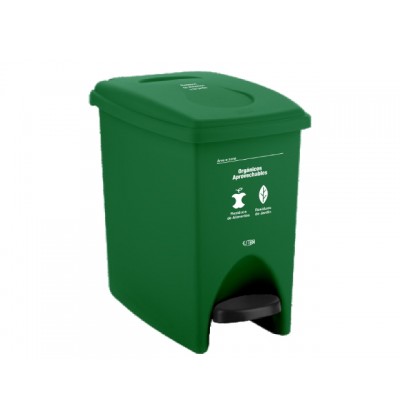 Papelera pedal 10L Verde - Orgánico aprovechable ESTRA