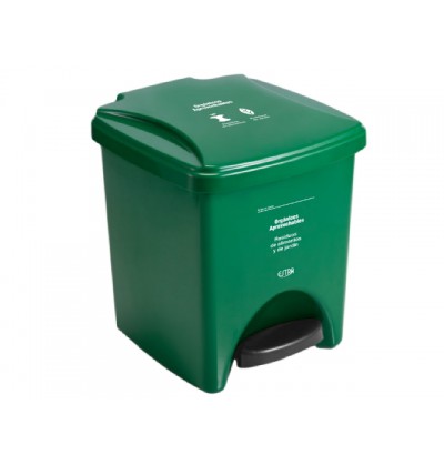 Papelera pedal 20L Verde - Orgánico aprovechable ESTRA